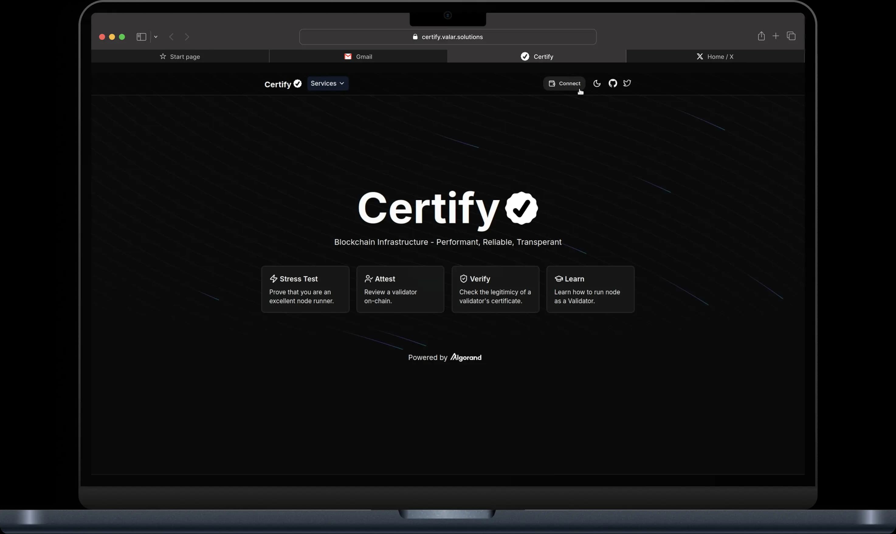 Certify app interface
